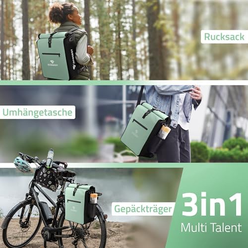 RADGEIST 3in1 Fahrradtasche für Gepäckträger - Wasserdichter Rucksack mit Laptopfach für Unterwegs - 25L - Blau