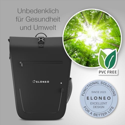 ELONEO Fahrradtasche für Gepäckträger 20L – 100% wasserdicht mit LED Licht für sicheres Radfahren mintgrün
