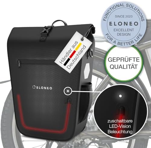 ELONEO Fahrradtasche für Gepäckträger 20L – 100% wasserdicht mit LED Licht für sicheres Radfahren mintgrün