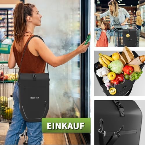 ELONEO Fahrradtasche für Gepäckträger 20L – 100% wasserdicht mit LED Licht für sicheres Radfahren mintgrün