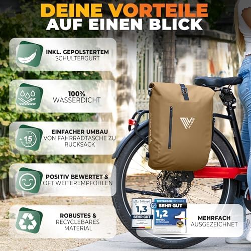 MIVELO 3in1 Fahrradtasche für Gepäckträger - 100% wasserdicht, perfekt für Abenteuer!