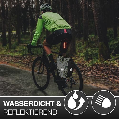 Valkental Große & wasserdichte Fahrradtasche für Gepäckträger – Robuste, abschließbare Tragetasche mit großen Reflektore