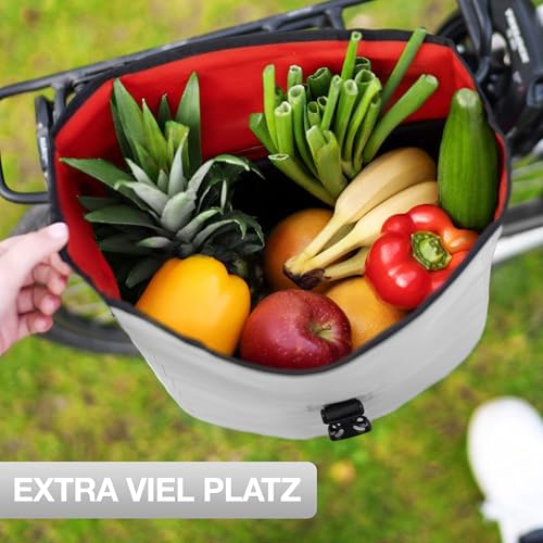 Valkental Große & wasserdichte Fahrradtasche für Gepäckträger – Robuste, abschließbare Tragetasche mit großen Reflektore