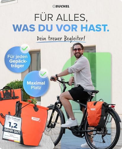 Büchel Fahrradtasche für Gepäckträger – 100% wasserdicht, mit Tragegriff & Schultergurt, ideal für Fahrradtouren