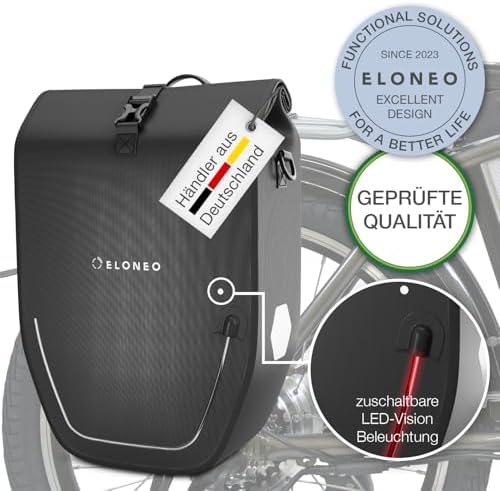 ELONEO Fahrradtasche für Gepäckträger 20L – 100% wasserdicht mit LED Licht für sicheres Radfahren mintgrün