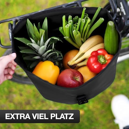 Valkental Große & wasserdichte Fahrradtasche für Gepäckträger – Robuste, abschließbare Tragetasche mit großen Reflektore