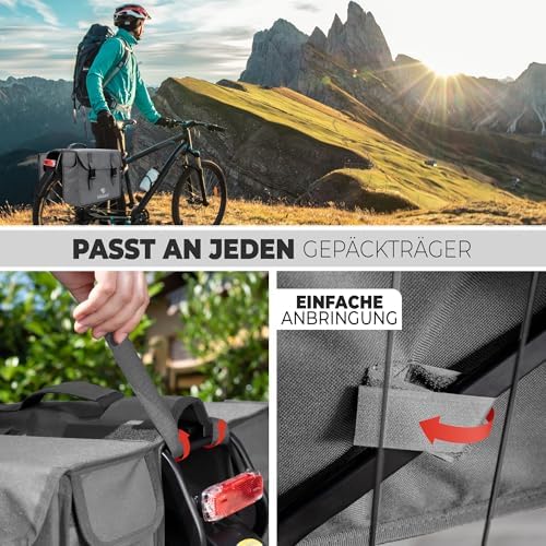 RADGEIST Gepäckträgertasche 30L I Doppeltasche für Fahrradtouren I Einfache Befestigung, schwarz