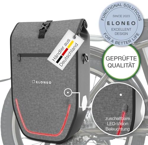 ELONEO Fahrradtasche für Gepäckträger 20L – 100% wasserdicht mit LED Licht für sicheres Radfahren mintgrün
