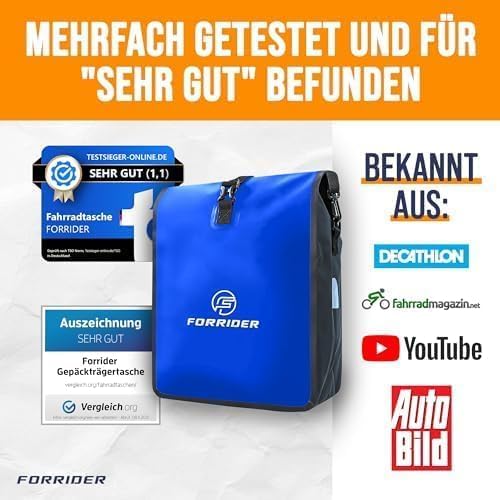 Forrider Gepäckträgertasche 22L – Wasserdichte Fahrradtasche mit Schultergurt für Abenteuer unterwegs