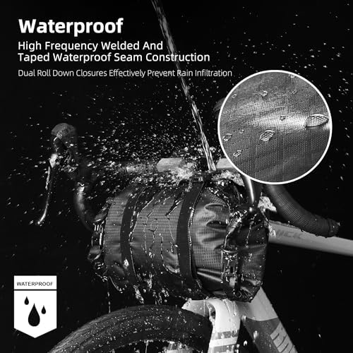 Rhinowalk 12L Lenkertasche - Wasserdicht und vielseitig für Bikepacking und den Alltag