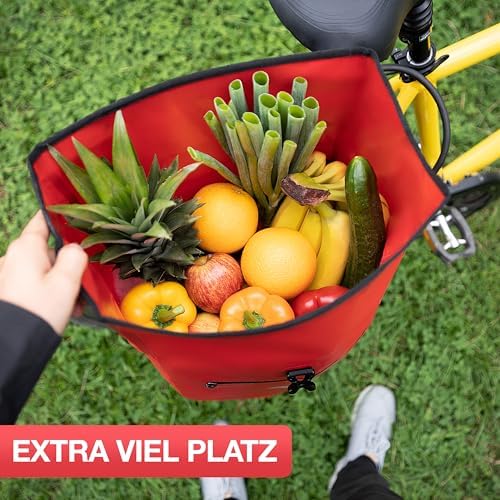 Valkental Große & wasserdichte Fahrradtasche für Gepäckträger – Robuste, abschließbare Tragetasche mit großen Reflektore