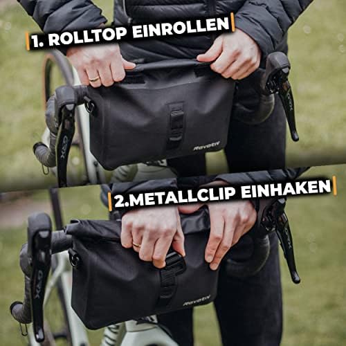 Rovativ® Bikepacking Lenkertasche 3L - 100% wasserdicht für Gravel-, Rennrad & MTB - praktische Schultergurtfunktion