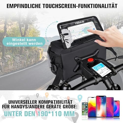 GXCROR Lenkertasche |7L mit Schnellrelease | Wasserdicht & stabil für City & Trekking | Handyfach + Getränkehalter