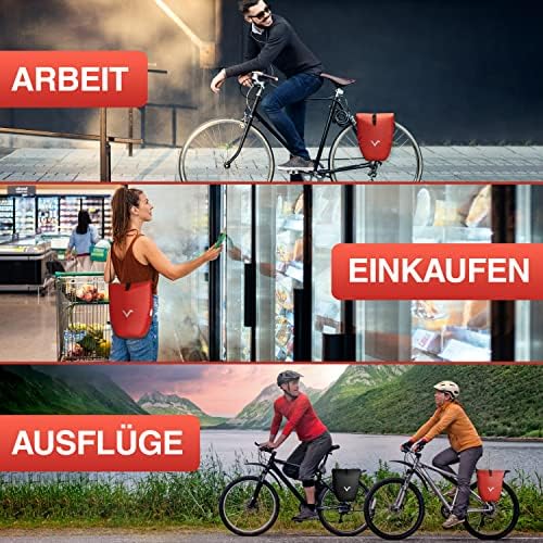 Valkental Große & wasserdichte Fahrradtasche für Gepäckträger – Robuste, abschließbare Tragetasche mit großen Reflektore