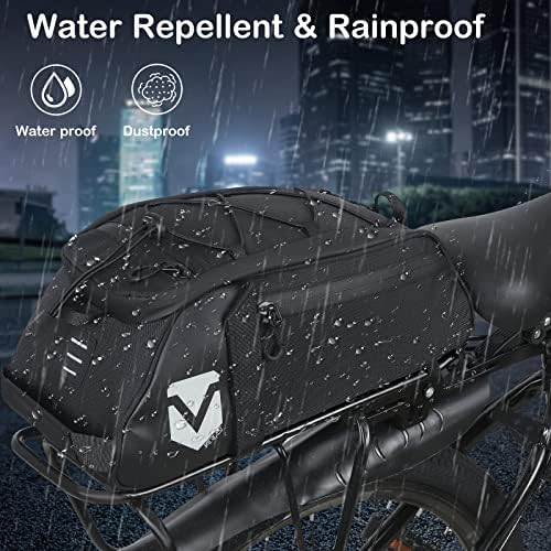 Schwarze Fahrradtasche für Gepäckträger – 8L Kühlfunktion, wasserdicht & isolierend, ideal für Ausflüge