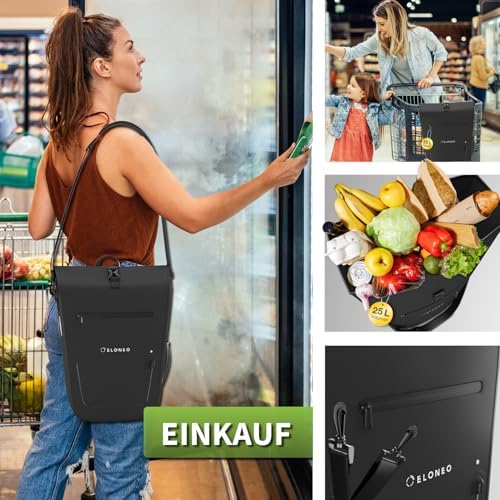 ELONEO Fahrradtasche für Gepäckträger 20L – 100% wasserdicht mit LED Licht für sicheres Radfahren mintgrün