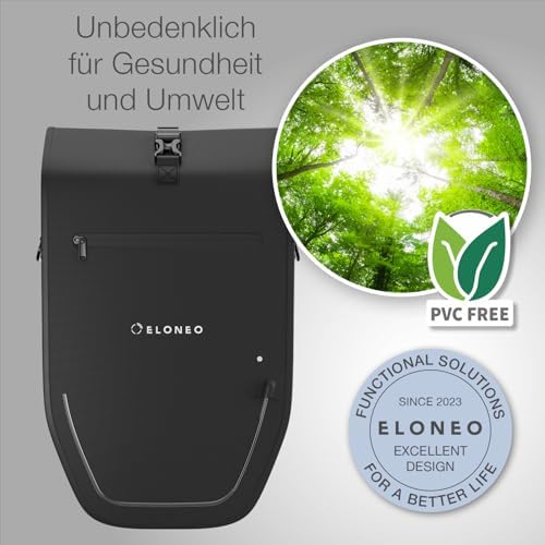 ELONEO Fahrradtasche für Gepäckträger 20L – 100% wasserdicht mit LED Licht für sicheres Radfahren mintgrün