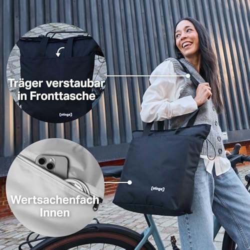otinga® Shopper Fahrradtasche faltbar 14L - leichte, wasserabweisende Einkaufstasche für Fahrradgepäckträger, ideal für