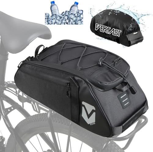 Schwarze Fahrradtasche für Gepäckträger – 8L Kühlfunktion, wasserdicht & isolierend, ideal für Ausflüge