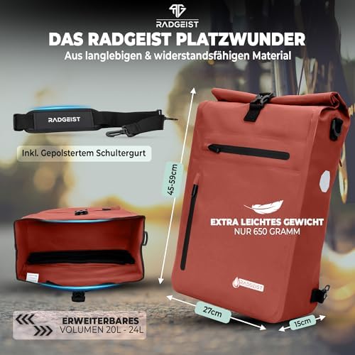 RADGEIST 3in1 Fahrradtasche für Gepäckträger - Wasserdichter Rucksack mit Laptopfach für Unterwegs - 25L - Blau