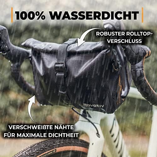 Rovativ® Bikepacking Lenkertasche 3L - 100% wasserdicht für Gravel-, Rennrad & MTB - praktische Schultergurtfunktion