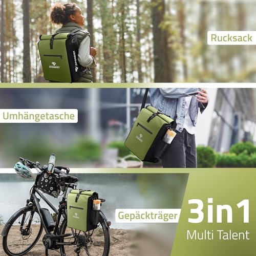 RADGEIST 3in1 Fahrradtasche für Gepäckträger - Wasserdichter Rucksack mit Laptopfach für Unterwegs - 25L - Blau