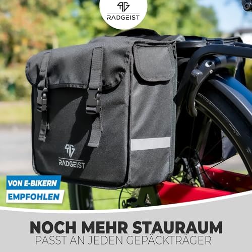 RADGEIST Gepäckträgertasche 30L I Doppeltasche für Fahrradtouren I Einfache Befestigung, schwarz