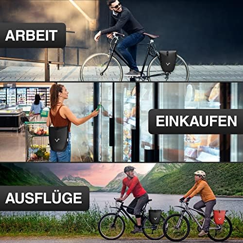 Valkental Große & wasserdichte Fahrradtasche für Gepäckträger – Robuste, abschließbare Tragetasche mit großen Reflektore