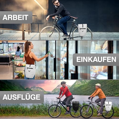 Valkental Große & wasserdichte Fahrradtasche für Gepäckträger – Robuste, abschließbare Tragetasche mit großen Reflektore