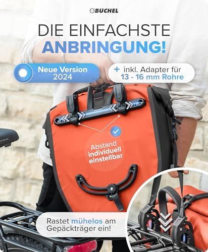 Büchel Fahrradtasche für Gepäckträger – 100% wasserdicht, mit Tragegriff & Schultergurt, ideal für Fahrradtouren