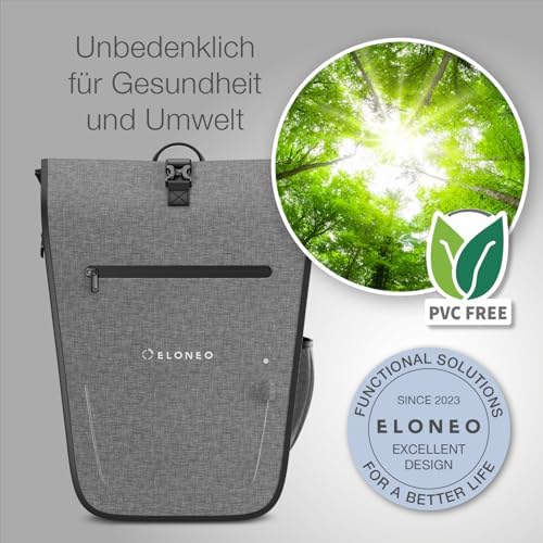 ELONEO Fahrradtasche für Gepäckträger 20L – 100% wasserdicht mit LED Licht für sicheres Radfahren mintgrün
