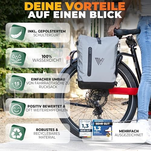 MIVELO 3in1 Fahrradtasche für Gepäckträger - 100% wasserdicht, perfekt für Abenteuer!