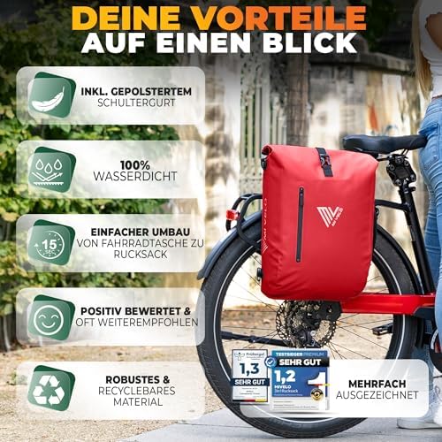 MIVELO 3in1 Fahrradtasche für Gepäckträger - 100% wasserdicht, perfekt für Abenteuer!