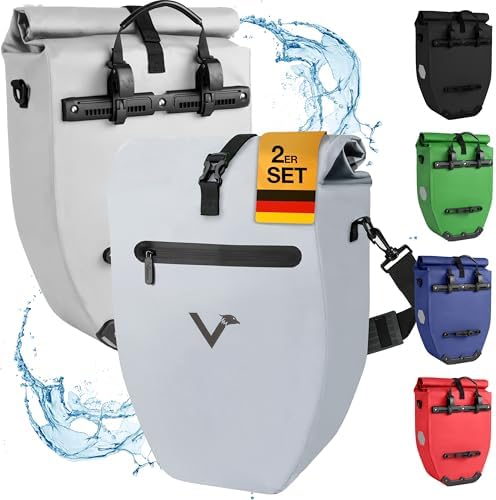 Valkental Große & wasserdichte Fahrradtasche für Gepäckträger – Robuste, abschließbare Tragetasche mit großen Reflektore