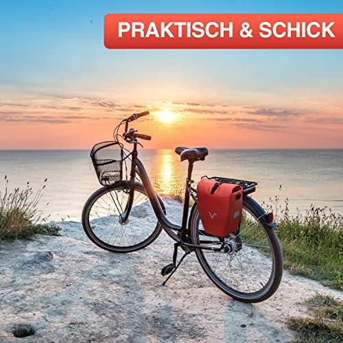 Valkental Große & wasserdichte Fahrradtasche für Gepäckträger – Robuste, abschließbare Tragetasche mit großen Reflektore