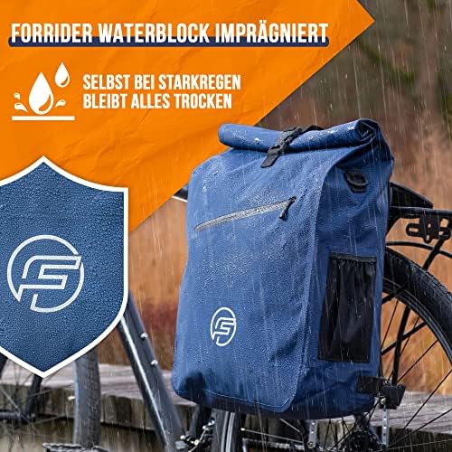 Forrider 3in1 Fahrradtasche für Gepäckträger – Wasserdichter 27L Rucksack mit Reflektoren, ideal für Fahrradtouren und L