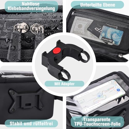 GXCROR Lenkertasche |7L mit Schnellrelease | Wasserdicht & stabil für City & Trekking | Handyfach + Getränkehalter