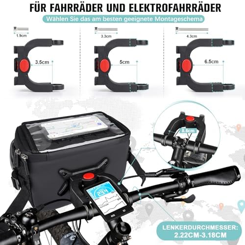 GXCROR Lenkertasche |7L mit Schnellrelease | Wasserdicht & stabil für City & Trekking | Handyfach + Getränkehalter