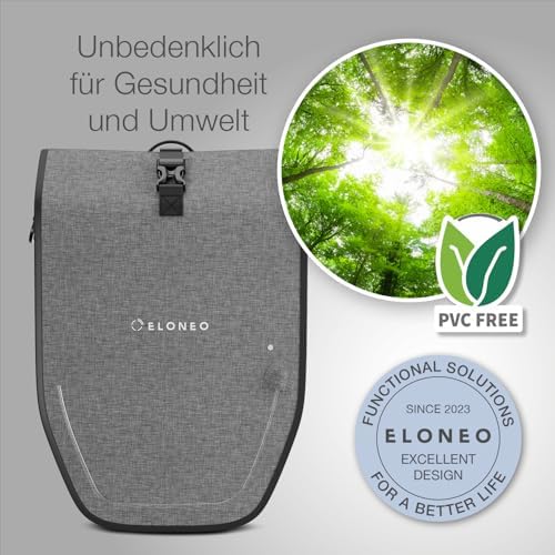 ELONEO Fahrradtasche für Gepäckträger 20L – 100% wasserdicht mit LED Licht für sicheres Radfahren mintgrün
