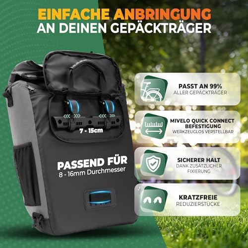 MIVELO 3in1 Fahrradtasche für Gepäckträger - 100% wasserdicht, perfekt für Abenteuer!