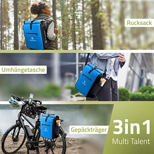 RADGEIST 3in1 Fahrradtasche für Gepäckträger - Wasserdichter Rucksack mit Laptopfach für Unterwegs - 25L - Blau