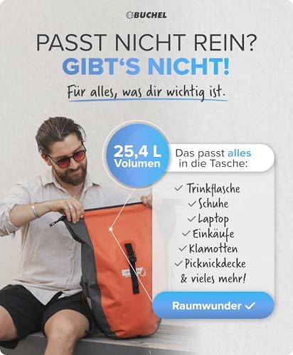 Büchel Fahrradtasche für Gepäckträger – 100% wasserdicht, mit Tragegriff & Schultergurt, ideal für Fahrradtouren