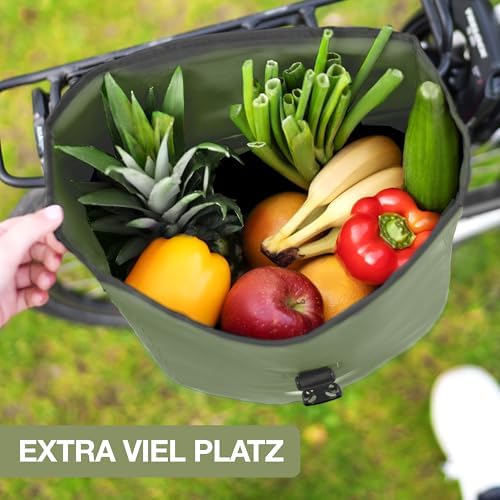 Valkental Große & wasserdichte Fahrradtasche für Gepäckträger – Robuste, abschließbare Tragetasche mit großen Reflektore
