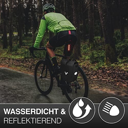 Valkental Große & wasserdichte Fahrradtasche für Gepäckträger – Robuste, abschließbare Tragetasche mit großen Reflektore