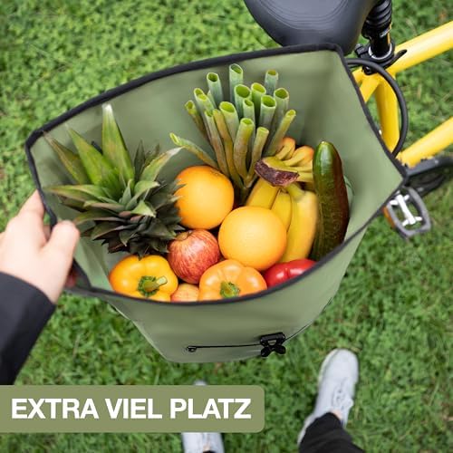 Valkental Große & wasserdichte Fahrradtasche für Gepäckträger – Robuste, abschließbare Tragetasche mit großen Reflektore