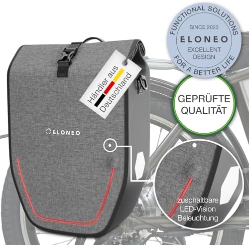ELONEO Fahrradtasche für Gepäckträger 20L – 100% wasserdicht mit LED Licht für sicheres Radfahren mintgrün