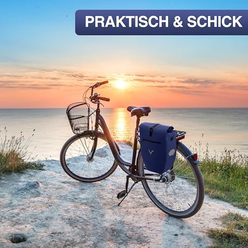 Valkental Große & wasserdichte Fahrradtasche für Gepäckträger – Robuste, abschließbare Tragetasche mit großen Reflektore