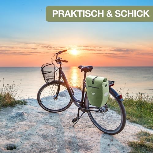 Valkental Große & wasserdichte Fahrradtasche für Gepäckträger – Robuste, abschließbare Tragetasche mit großen Reflektore