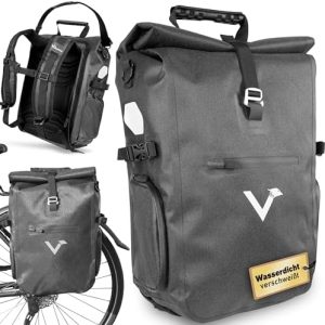 Valkental® 3in1 Fahrradtasche Pro - Original Tasche aus hochwertigem Nylon - 100% wasserdicht für Reisen & Radfahren - 2