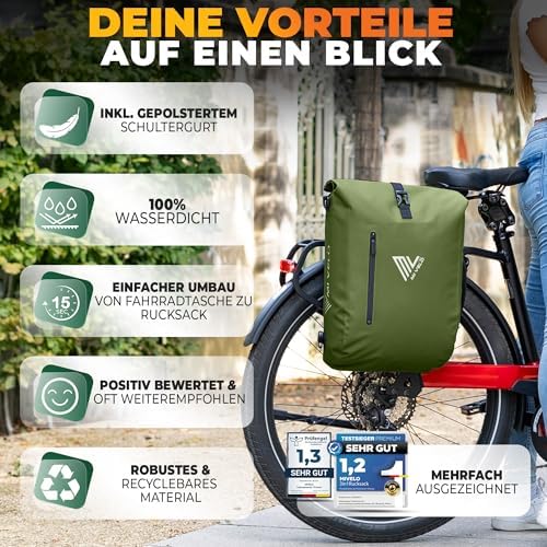 MIVELO 3in1 Fahrradtasche für Gepäckträger - 100% wasserdicht, perfekt für Abenteuer!